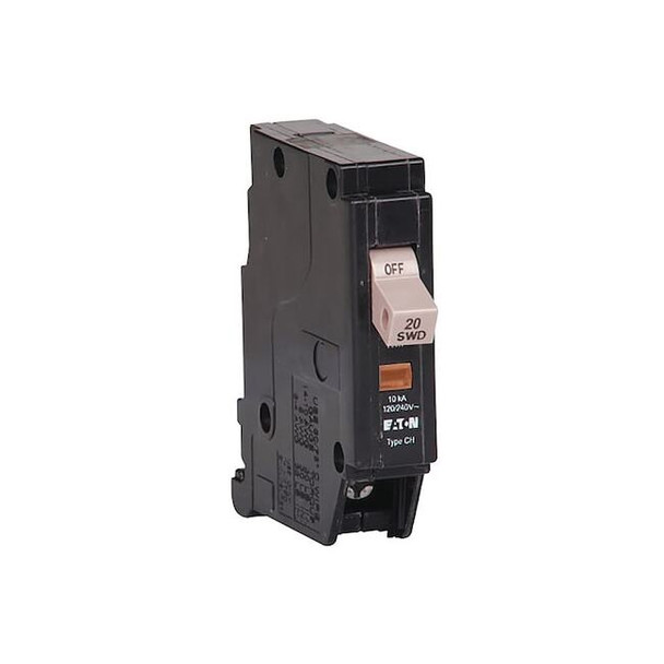 Eaton Circuit Breaker, CH Series, 20A, 1 Pole, 120/240V AC, 10kA CHF120