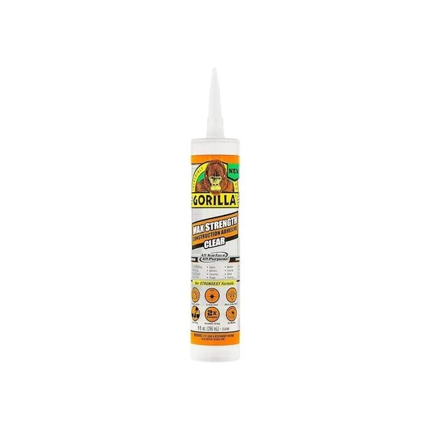 Construction Adhesive, Max Strength Series, Clear, 9 oz, Cartridge Pack of 12