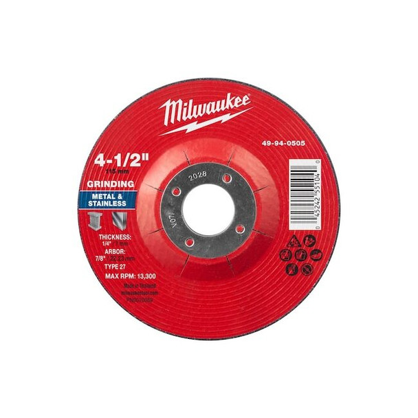 Milwaukee Tool Grinding Wheel,4 1/2" dia. 49-94-0505
