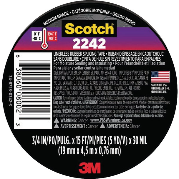3M Scotch 2242 0.75 In. x 15 Ft. Electrical Splicing Tape 6165-BA-10