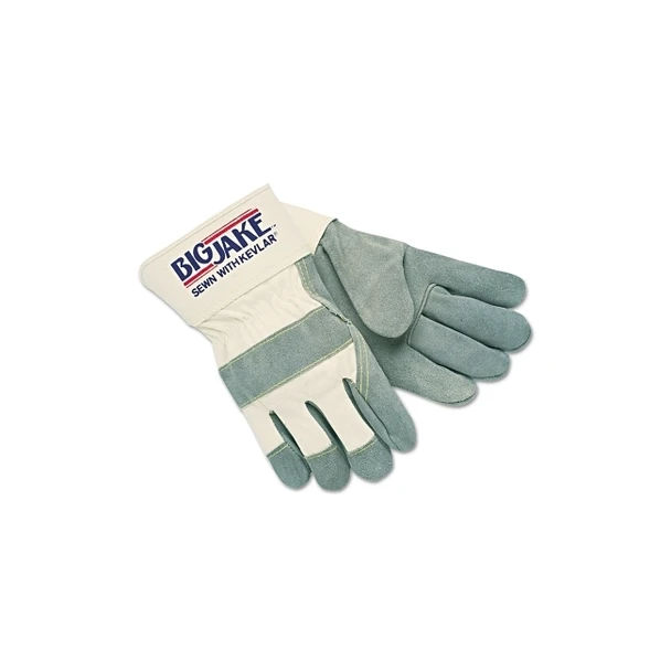 Big Jake® Premium A+ Side Leather Single-Palm Work Gloves, Med, Chrome/Wh, 2-3/4 in Cuff, Jersey Palm Lining, 1700 Pack of 12