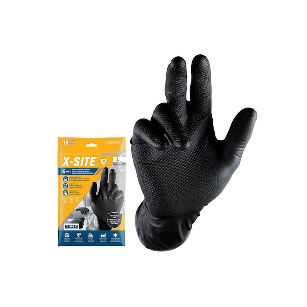 Disposable Gloves, 6 mil Palm, Nitrile, Powder-Free, 10 PK, Black, S Pack of 24