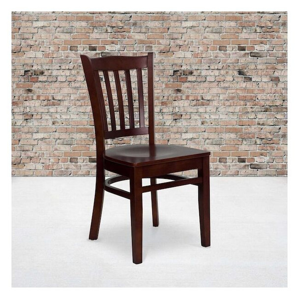 Flash Furniture Mahogany Wood Dining Chair,PK2 2-XU-DGW0008VRT-MAH-GG