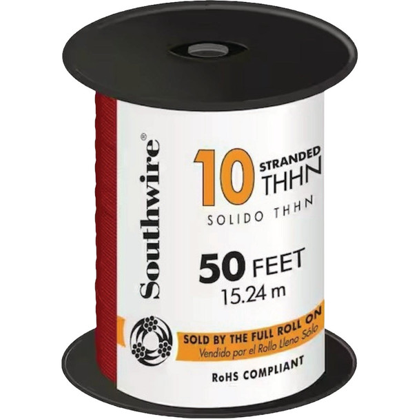 Southwire 50 Ft. 10 AWG Stranded Red THHN Electrical Wire 22975783