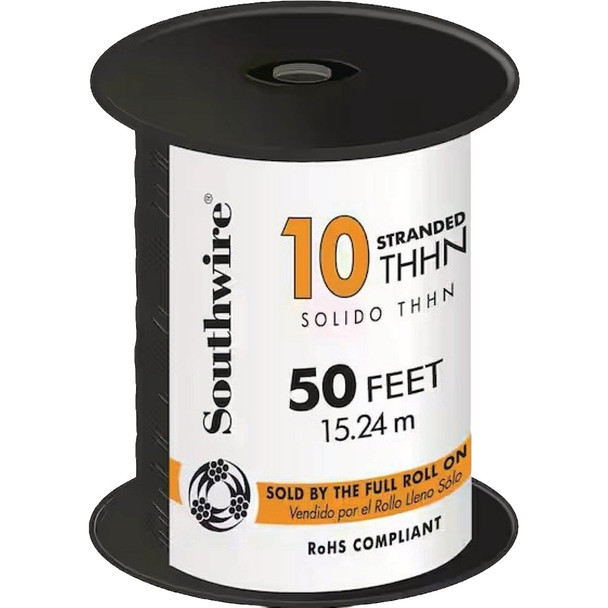 Southwire 50 Ft. 10 AWG Stranded Black THHN Electrical Wire 22973283