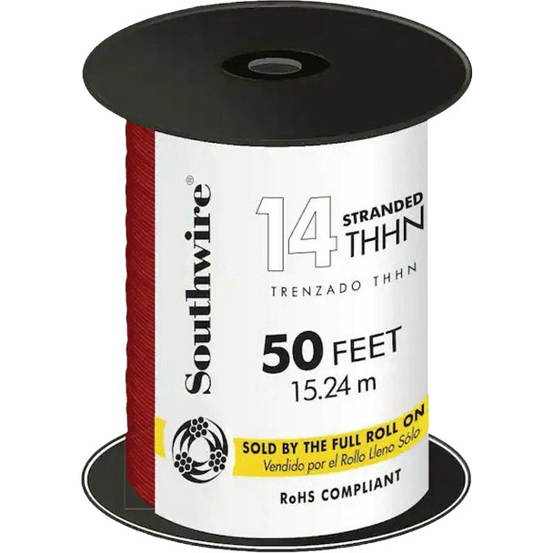 Southwire 50 Ft. 14 AWG Stranded Red THHN Electrical Wire 22957583