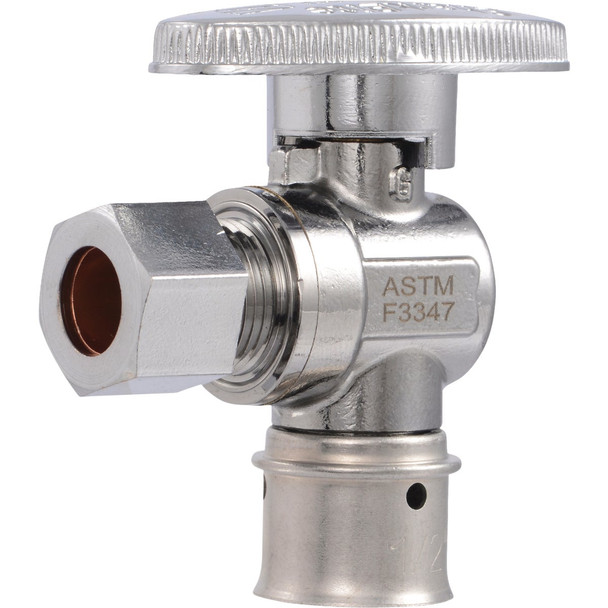 SharkBite 1/2 In. PEX Press x 3/8 In. OD Brass Angle Stop UCP23058Z