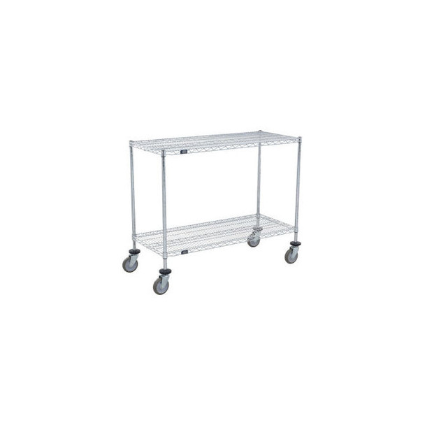 Nexel 2 Shelf Shelf Cart Chrome 72""W x 14""D x 40""H Poly Casters 4 Swivel