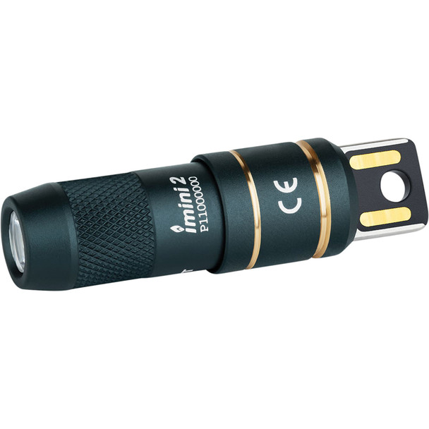 Ultra-compact keychain flashlight with USB charging and magnetic hands-free use. OLIMINI2DB