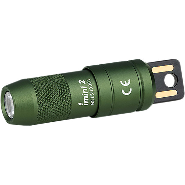 Ultra-compact keychain flashlight with USB charging and magnetic hands-free use. OLIMINI2ODG