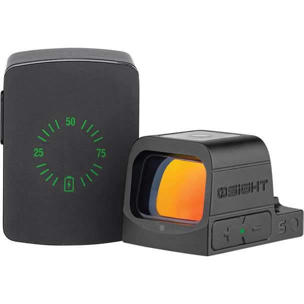 Ultra-compact enclosed optic with magnetic charging and multi-reticle versatility. OLOSIGHTSBK