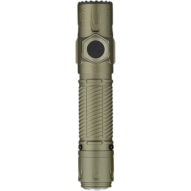 Durable 2,500-lumen tactical flashlight with long runtime and dual-mode operation. OLWARRIORUTOG