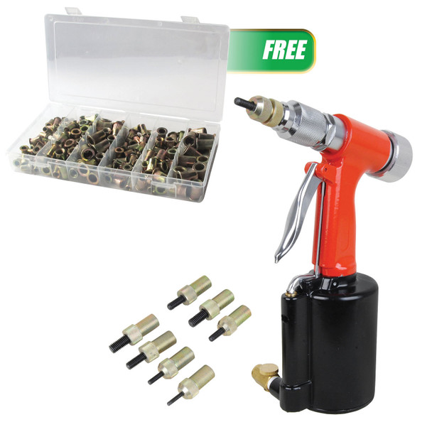 Buy (1) Pneumatic Rivet Nut Setting Kit Get (1) 150PC Rivet Nut Assortment 5855RN
