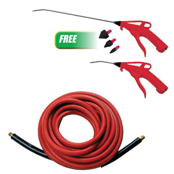 Buy(1) 3/8in x 50 ft  Rubber Air Hose Get(1) 2 Pc 4in and 13in Pistol-Grip Blow Gun Set Rubber Tips 8210BG