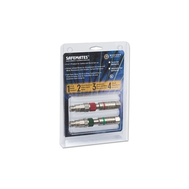 Safemate Quick Connect Sets w/Flash Arrestors, Torch to Hose, Oxygen/Fuel Gas