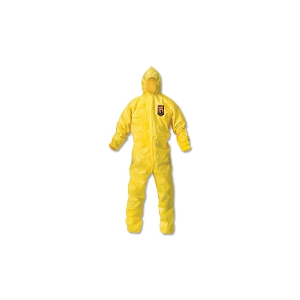 KLEENGUARD A70 Chemical Splash Protection Coveralls, Yellow, 4XL, Hood