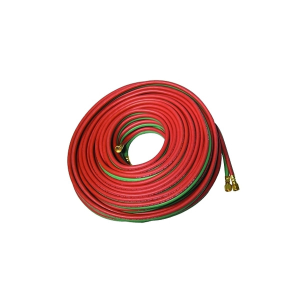Grade T Twin-Line Welding Hose, 3/8 in, 25 ft, BB Fittings, Fuel Gases and Oxygen