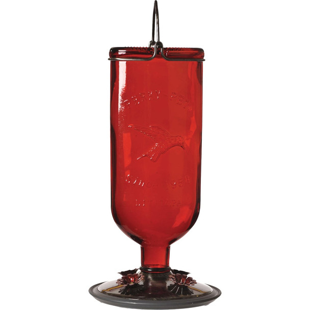 Perky-Pet 16 Oz. Red Antique Glass Bottle Hummingbird Feeder 8109-2