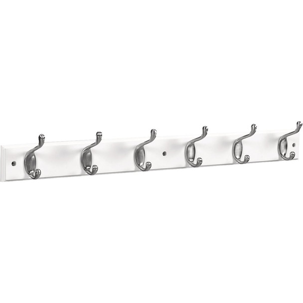 National Hardware 27 In. 6-Hook Satin Nickel/White Hook Rail S812-990