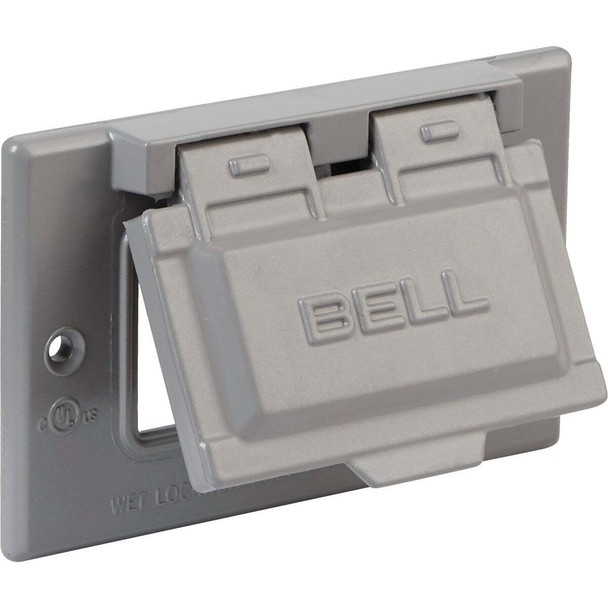 Bell Single Gang Rectangular Aluminum Gray GFCI Outdoor Box Cover 5101-0