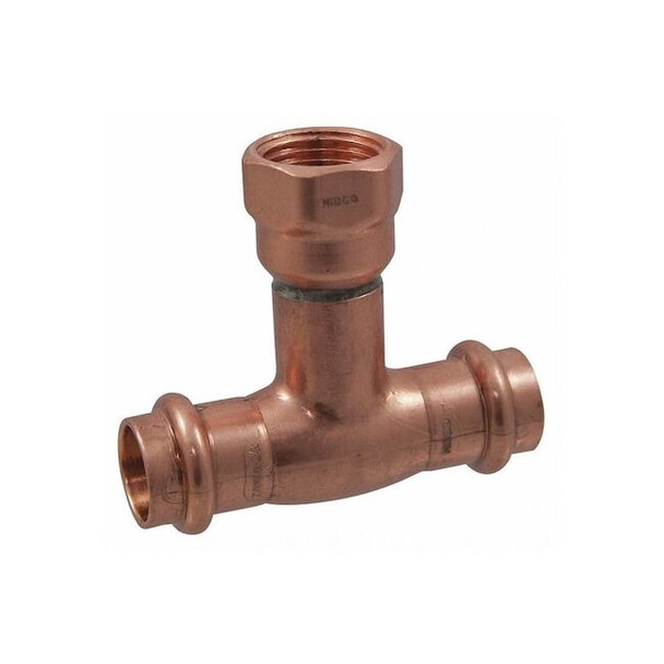 Nibco Tee,Copper,Press-fit3/4",3/4",FNPT1/2" 9116502PC