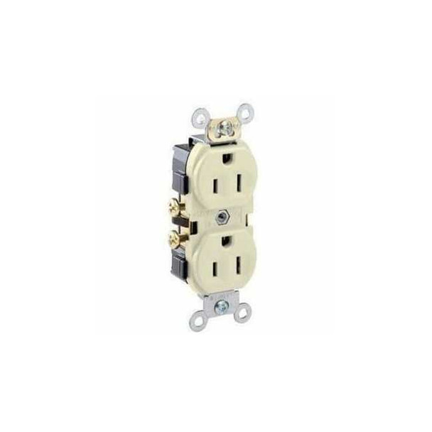 Leviton Receptacle Outlet,15A,Light Almond,125V CR15-T