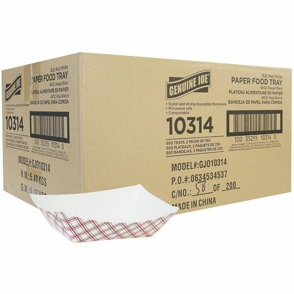 Genuine Joe Paper Food Tray - Food - Disposable - Multi - Paper Body - 1 Carton
