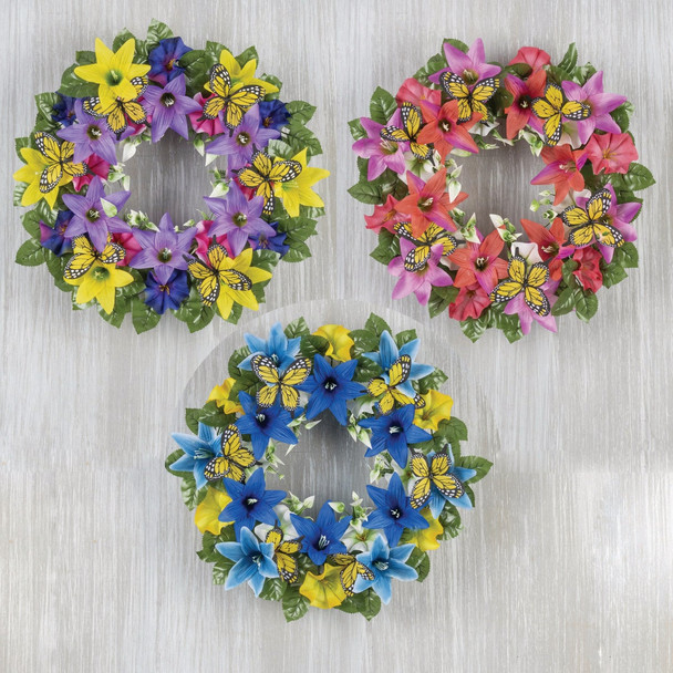 Gerson 16 In. Butterfly Wreath Memorial Display WP0057 Pack of 6