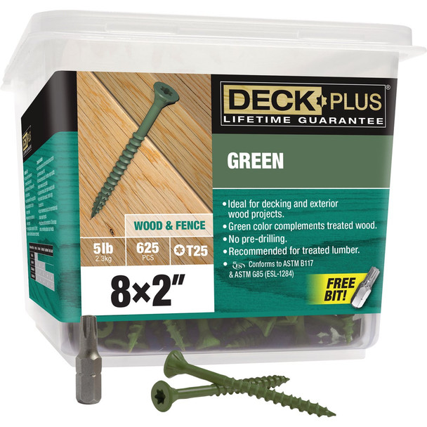Hillman Deck Plus #8 x 2 In. Green Deck Screw (625-Count) 48400