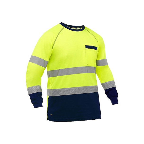Hi-Vis Long Sleeve T-Shirt, 3, R, Cotton, Polyester, Yellow/Black, XL