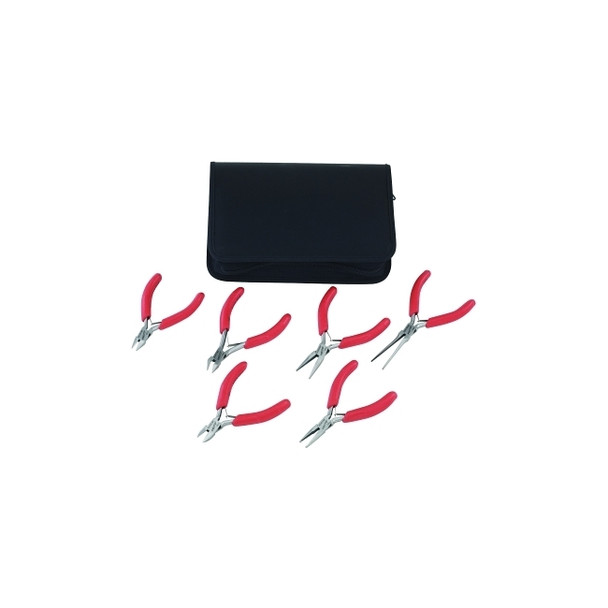 6 Pc Mini Pliers Set, Angle, Transverse, Diagonal, Needle Nose, Slim Nose