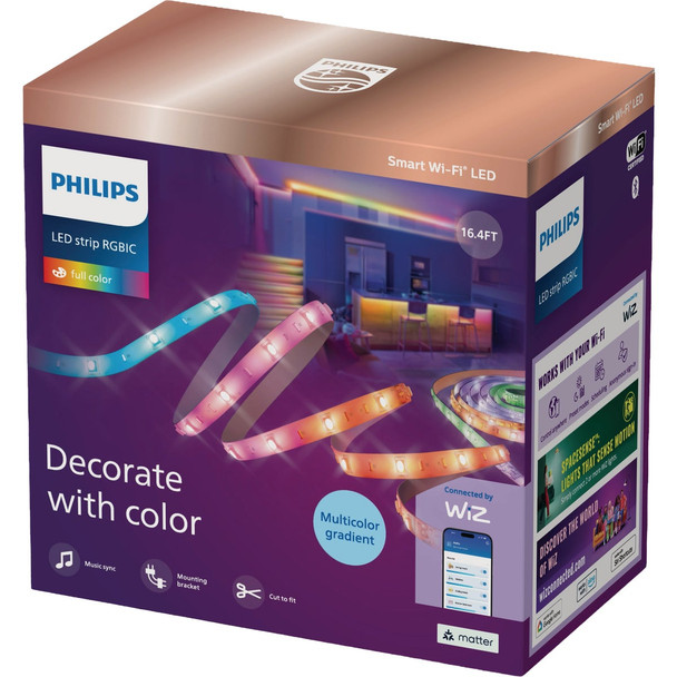 Philips Smart Wi-Fi 16.4 Ft. RGBIC LED Lightstrip 609834