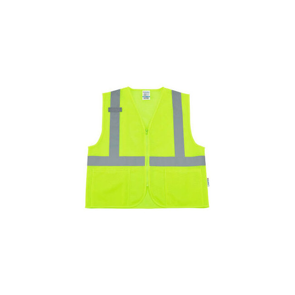 Global Industrial Class 2 Hi-Vis Safety Vest 2 Pockets Mesh Lime L/XL
