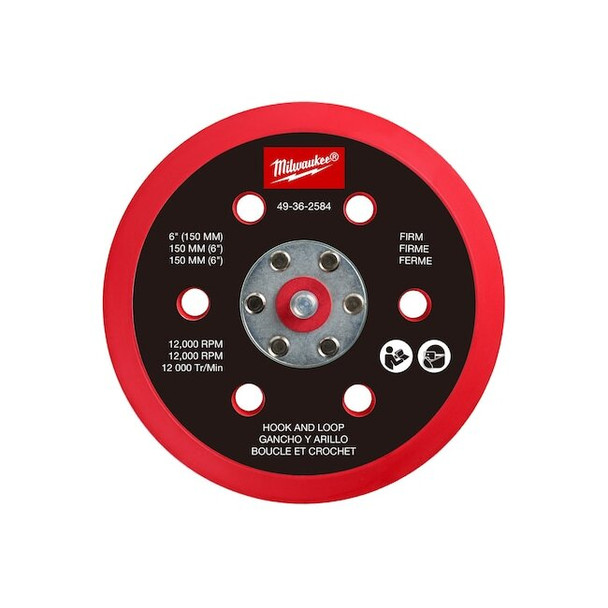 Milwaukee Tool Sander Backing Pad,6 in dia.,1 in Thick 49-36-2584