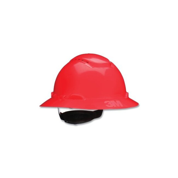 SecureFit™ Pressure Diffusion Ratchet Suspension w/UVicator Hard Hats and Caps, Full Brim, Vented, Red