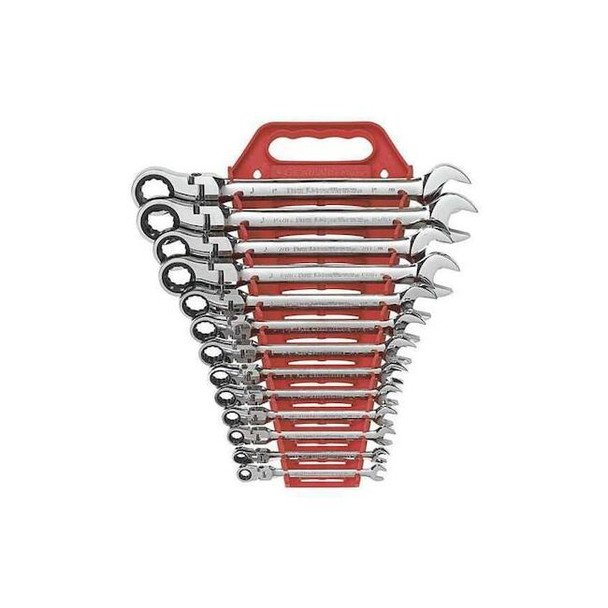 13 Piece 72-Tooth 12 Point Flex Head Ratcheting Combination SAE Wrench Set