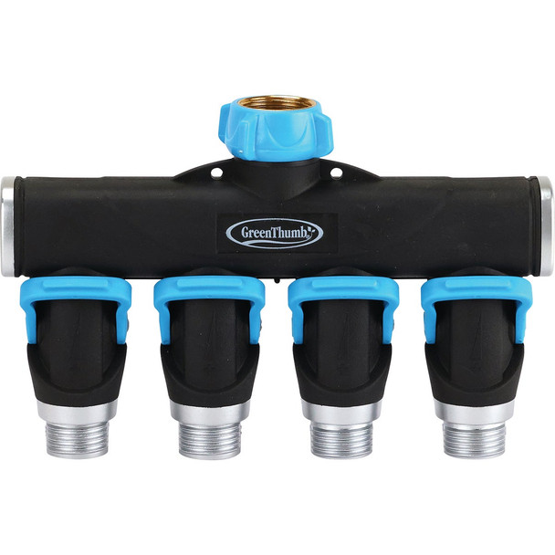 Green Thumb Premium Full Flow Metal 4-Way Hose Connector 37094