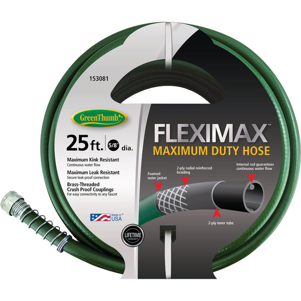 Green Thumb FlexiMAX 5/8 In. Dia. x 25 Ft. Heavy Duty Hose GTFM5825V3