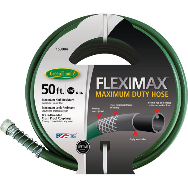 Green Thumb FlexiMAX 3/4 In. Dia. x 50 Ft. Heavy Duty Hose GTFM3450V3