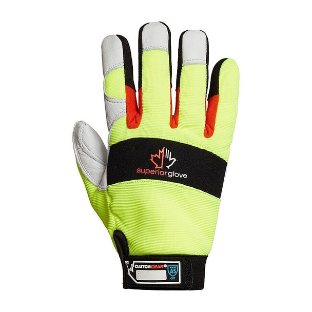Leather Gloves, Goatskin, Shirred Slip-On Cuff, Wing Thumb, Green/White, S, 1 PR