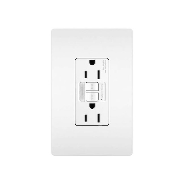 Legrand GFCI, 15 A, 125V AC, White, Plastic 1597NTLTRWCCD4