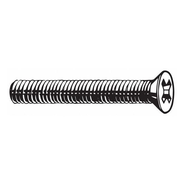 M6-1.00 x 30 mm Phillips Flat Machine Screw, Plain 18-8 Stainless Steel, 100 PK