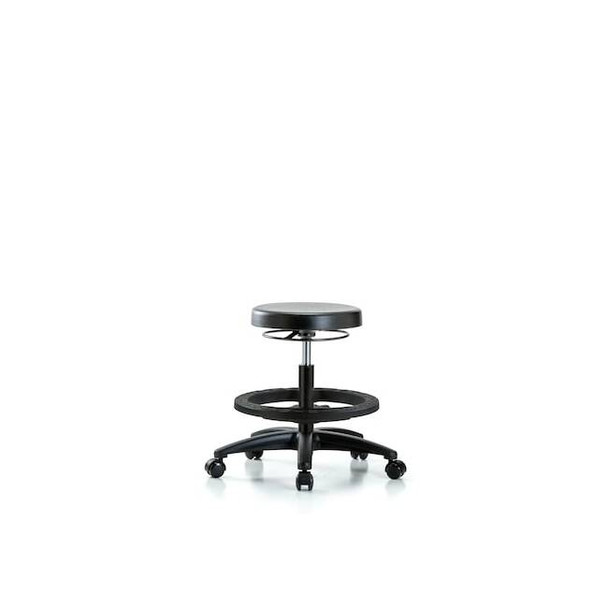 Polyurethane Stool - Medium Bench Height with Black Foot Ring and Casters