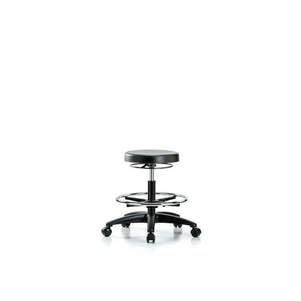 Polyurethane Stool - Medium Bench Height with Chrome Foot Ring and Casters