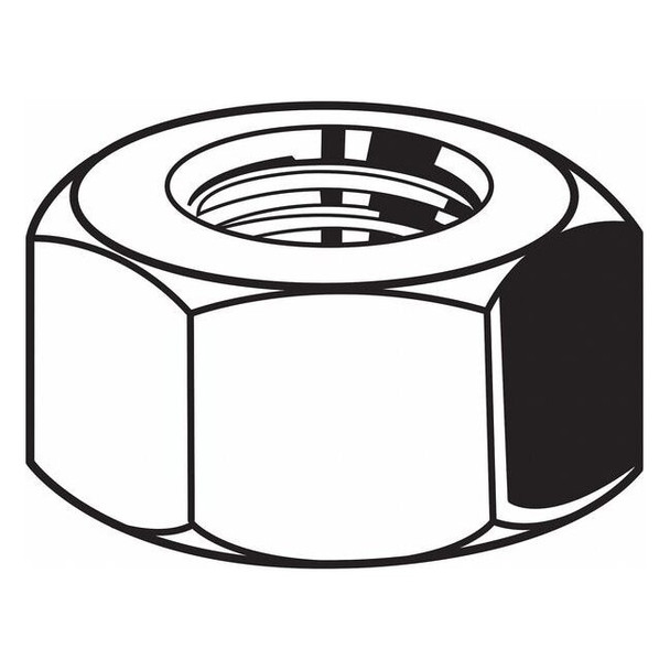 Hex Nut, 1-1/2"-12, 18-8 Stainless Steel, Not Graded, Plain, 1-9/32 in Ht, 5 PK