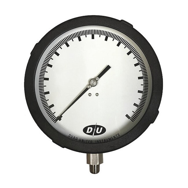 Industrial Pressure Gauge, 0 to 60 psi, 6 in Dial, 1/4 in NPT, Bottom Location