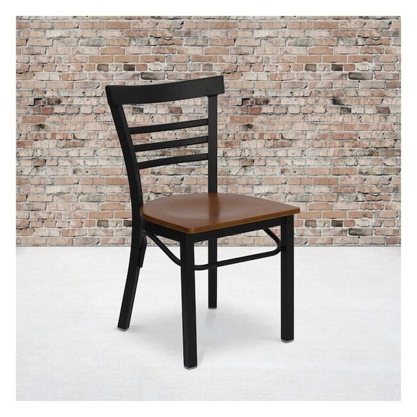 Flash Furniture Black Ladder Chair-Cherry Seat,PK2 2-XU-DG6Q6B1LAD-CHYW-GG