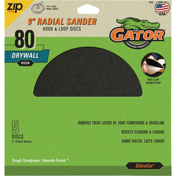 Gator SilicaCut 9 In. 120-Grit Hook & Loop Drywall Sanding Disc (5-Pack) 6442GA