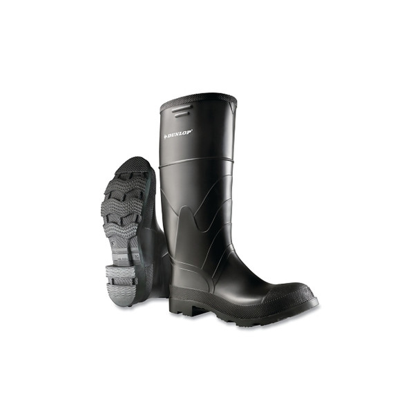 Economy Steel Toe/Midsole Rubber Boots, Men's 12, 16 in Boot, PVC, Black
