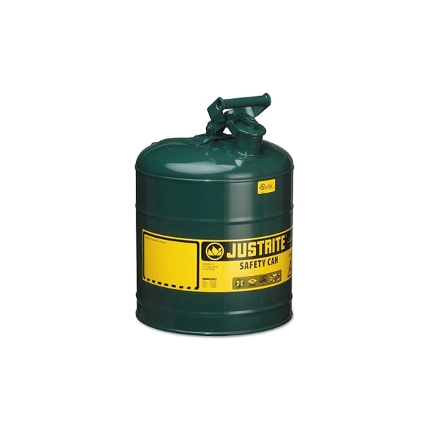 Type l Steel Safety Can, Oil, 5 gal, Green, Includes SS Flame Arrestor/Swinging Handle